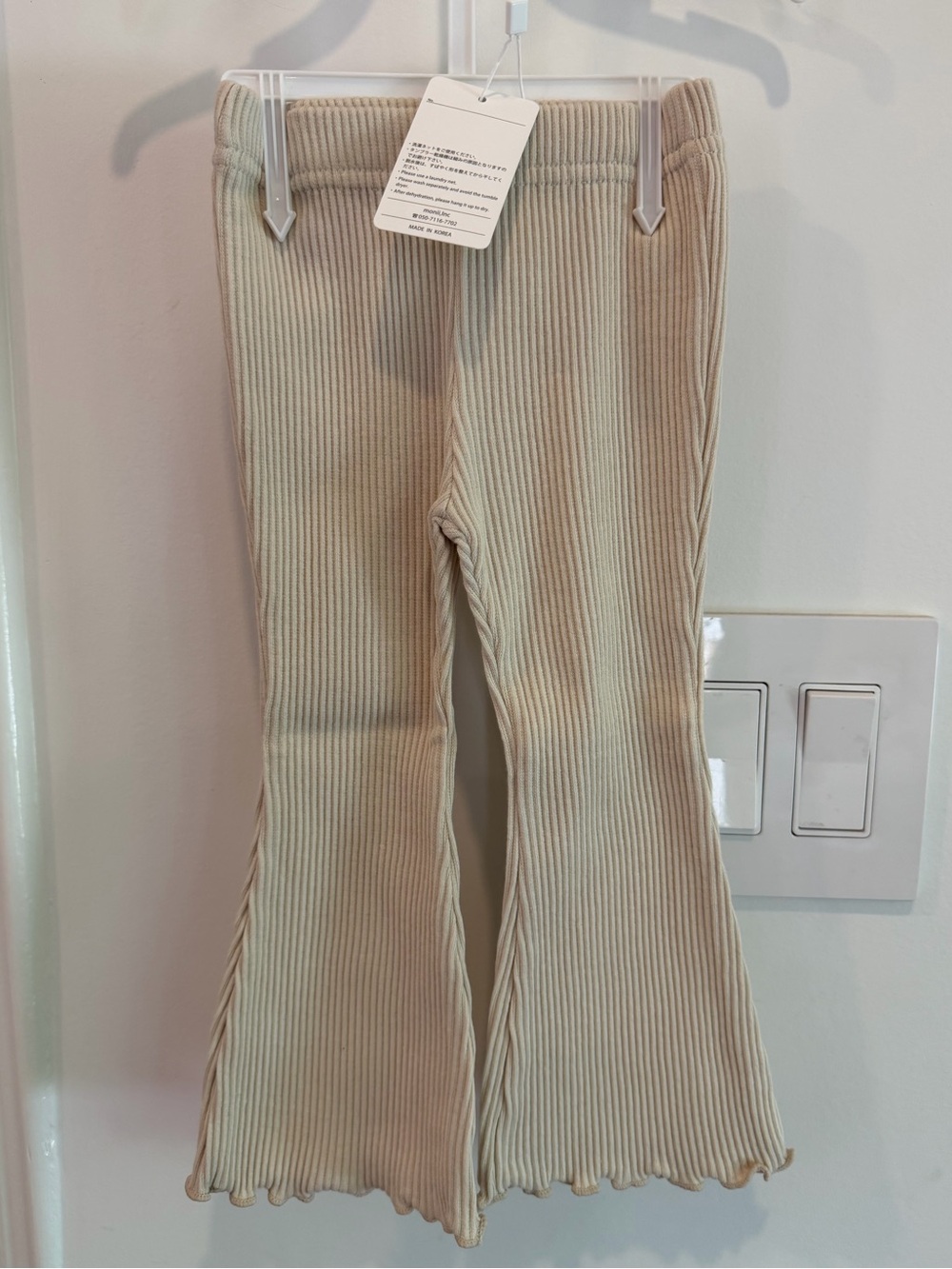Toddler Ribbed Flared Pants in Cream size 24m